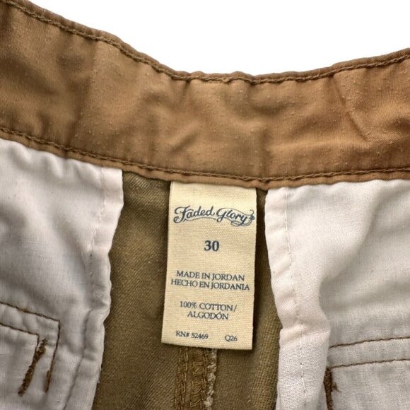 Faded Glory Mens Khaki Casual Cotton Shorts Size 28 chino summer Preppy Beige - Picture 2 of 9